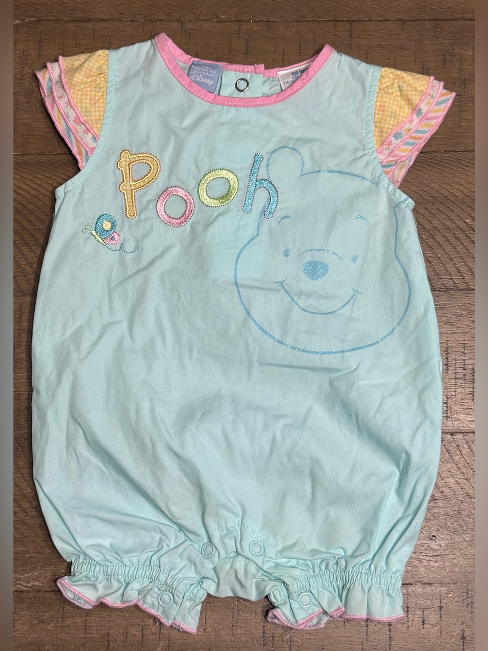 Vintage Y2K Disney Winnie the Pooh  Baby romper Size 6/9m 100 % Cotton Embroired